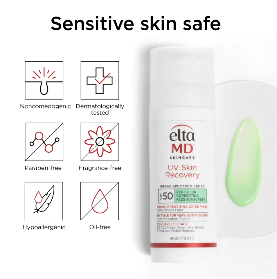 EltaMD: UV Skin Recovery Red Color Correcting Green Tint Broad Spectrum SPF 50